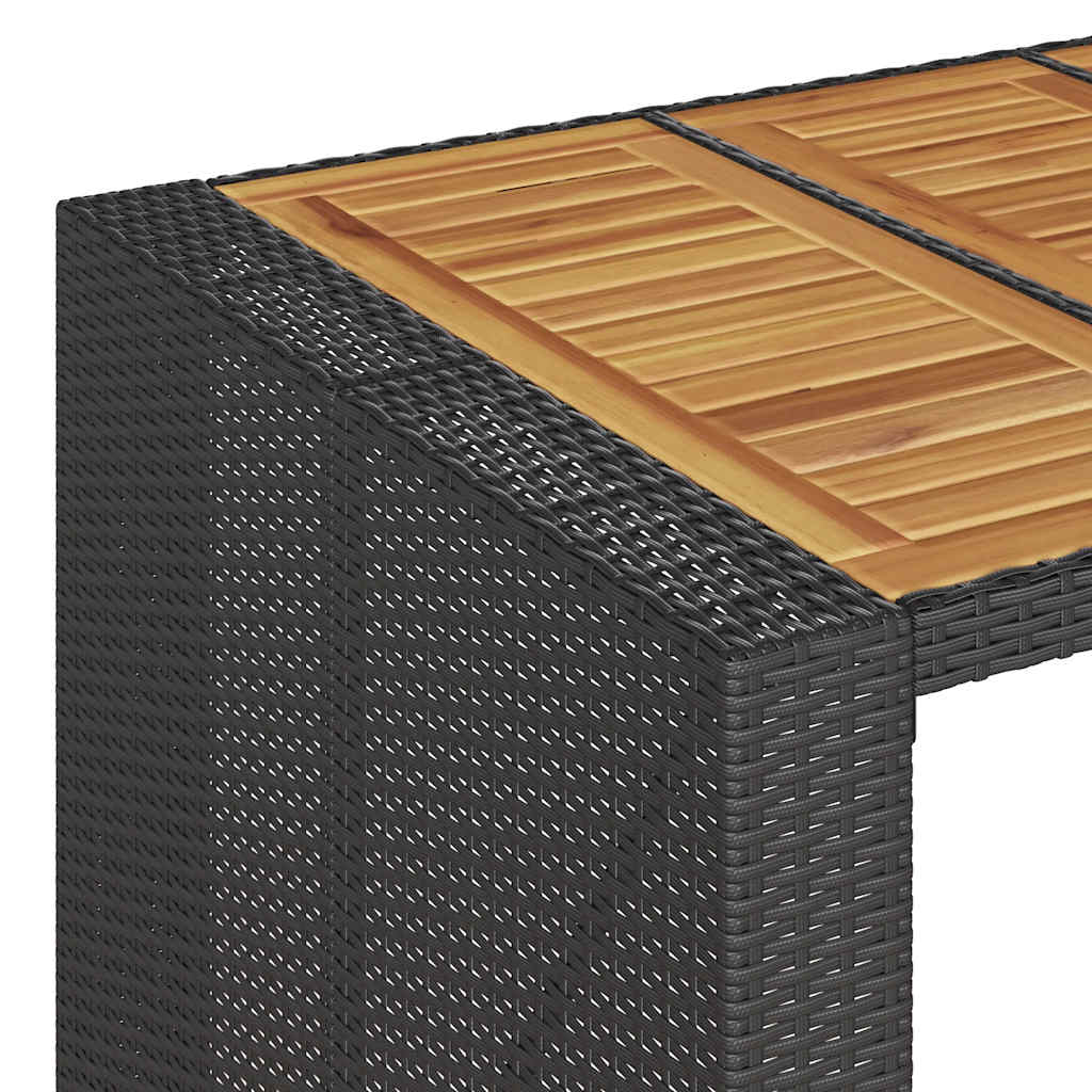 5 Piece Garden Bar Set without Cushions Black PE Rattan Acacia