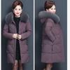 Women's Winter Plus Size Loose Warm Medium-length Down Jacket Hooded Jacket Solid Colour Slim Models Outerwear