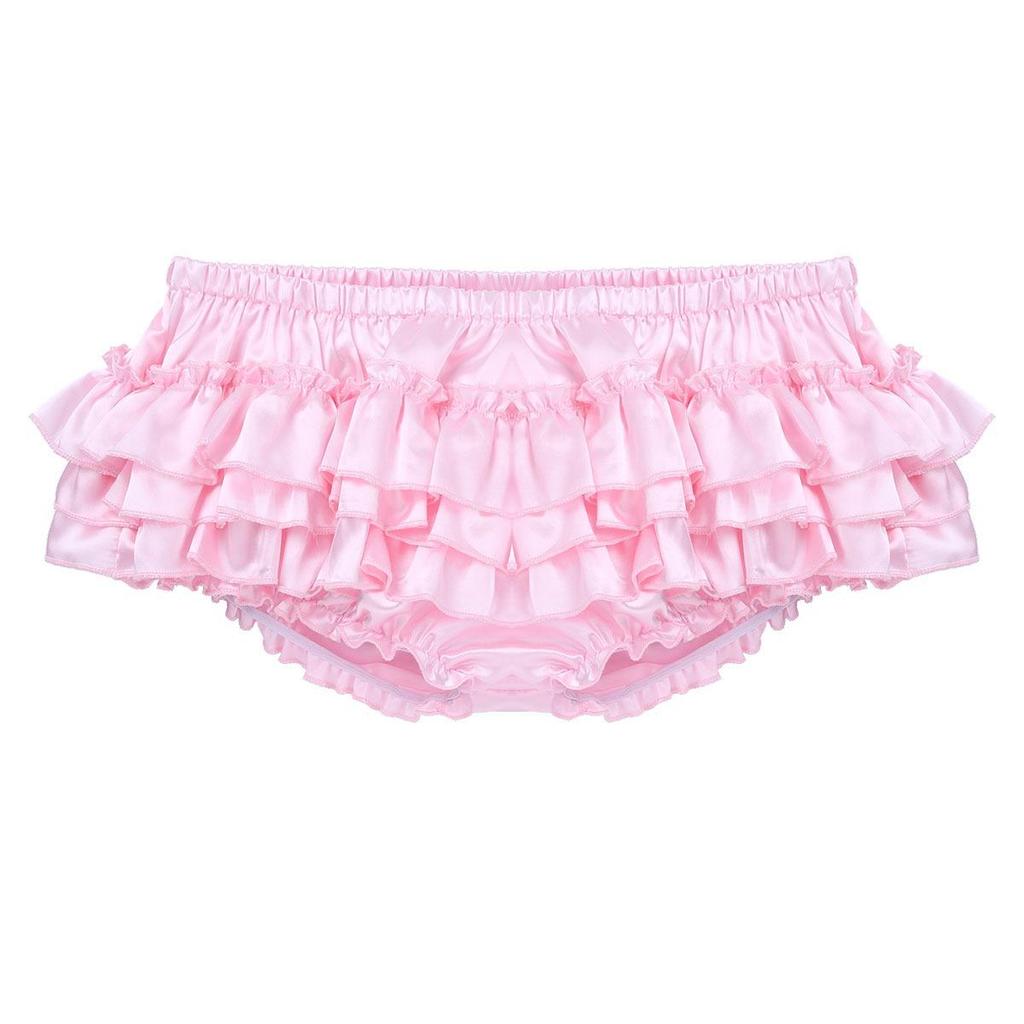 Сексуальные мужские блестящие атласные трусы с оборками и юбкой-кроссдрессом