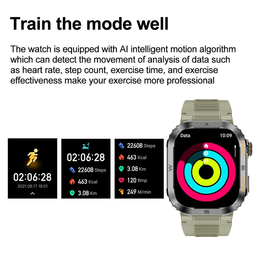 LIGE Смарт-часы с большим экраном HD, 2,01 дюйма, квадратный экран, Bluetooth-вызов, смарт-браслет, спортивные водонепроницаемые умные часы для фитнеса