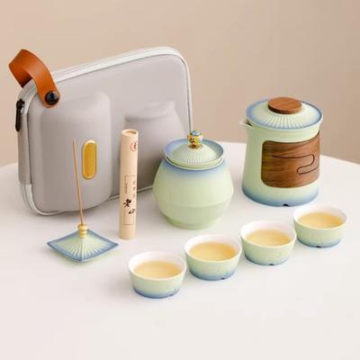 Портативный чайный набор Быстрозаваривающаяся чашка Керамический Запретный город Креативный чайник 4 чашки для кемпинга Путешествий Офиса Китайский стиль Подарок