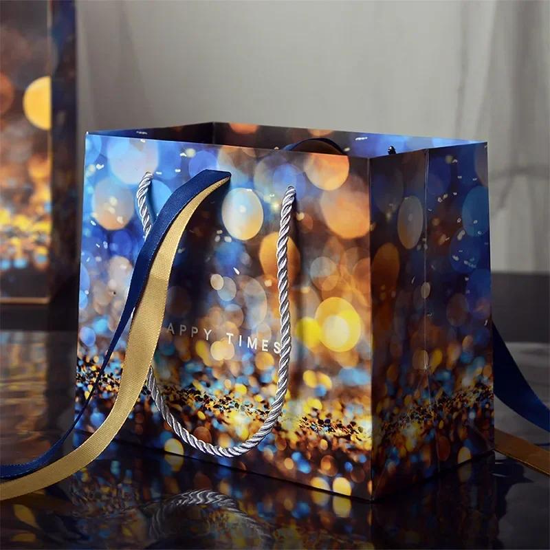 1-20 шт. Многоразовые подарочные бумажные пакеты для Рождества, дня рождения и вечеринки, пакеты-тоут для упаковки конфет, для праздничного и повседневного хранения подарков