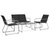 4 Piece Garden Lounge Set Fabric and Steel Black