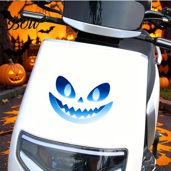 Glowing Window Wall Decorations Glow in The Dark Sticker, Self-adhesive Ghost Face Shape Decals, Outdoor Decor Halloween Waterproof PVC Stickers, for