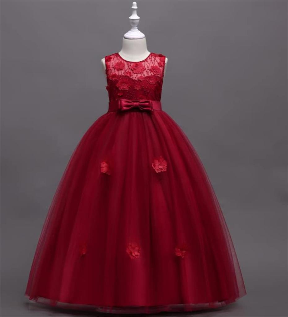 Детское платье для фортепианного концерта, цветочное, длинное, [VIISEN], украшение, кружево, без рукавов, детское платье, для девочек, для концерта, платье, юниорское, элегантное, элегантное,