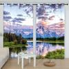 Custom 3D Printed Natural Romantic Scenery Curtains,Snow Mountain Lake Pattern Window Curtain For Bedroom Living Room Balcony