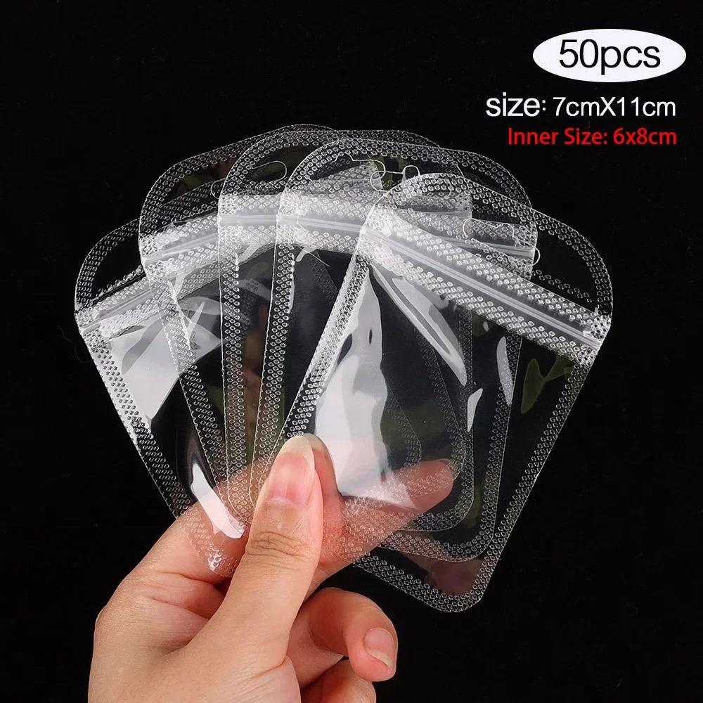 50Pcs Earrings Rings Necklace Display Plastic Organizer Bag Pouch Jewelry Packaging Bags