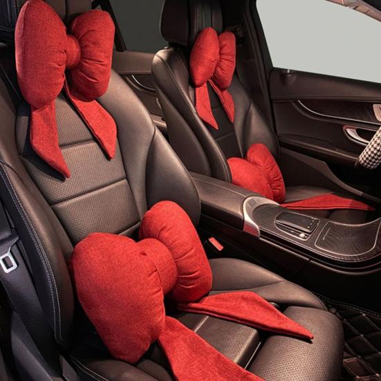 Car Headrest Pillow Vehicle Neck Pillow with Adjustable Strap Easy To Install Ergonomic Bow Neck Support Cushion Waist Pillow