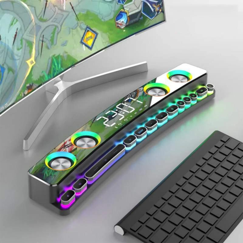 Часы Bluetooth беспроводной игровой динамик звуковая панель 3D стерео сабвуфер компьютерный громкоговоритель со световой звуковой панелью для телевизора домашний кинотеатр