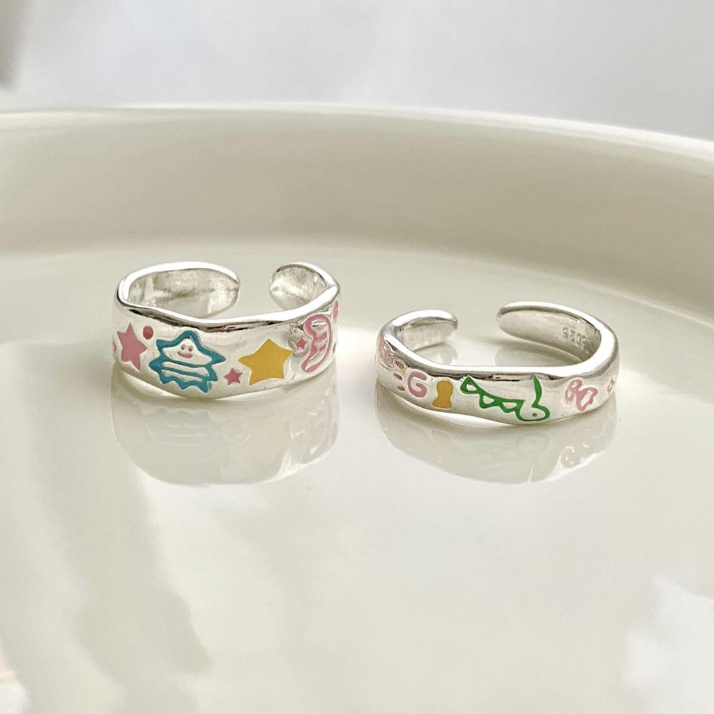 Кольца-стеки в стиле дофамин: Милые кольца на пальцы с открытой шинкой в виде звезд и динозавров для женщин