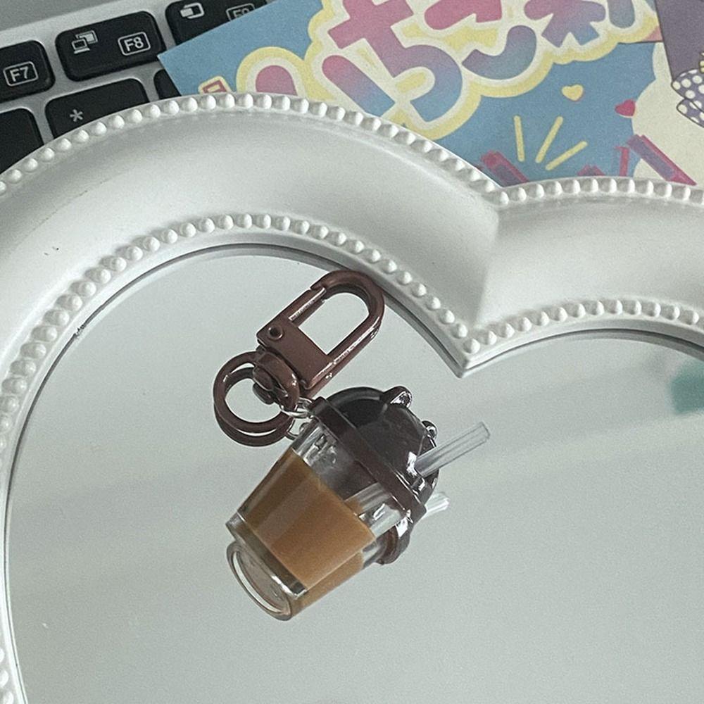 Брелоки для ключей автомобиля Брелок-подвеска для сумки с имитацией еды Полимерный брелок Мини-брелок в виде жемчужного молочного чая Мужские