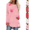 Женская мода повседневная блузка с длинным рукавом и принтом «Любовь ко Дню святого Валентина», круглый вырез, пуловер