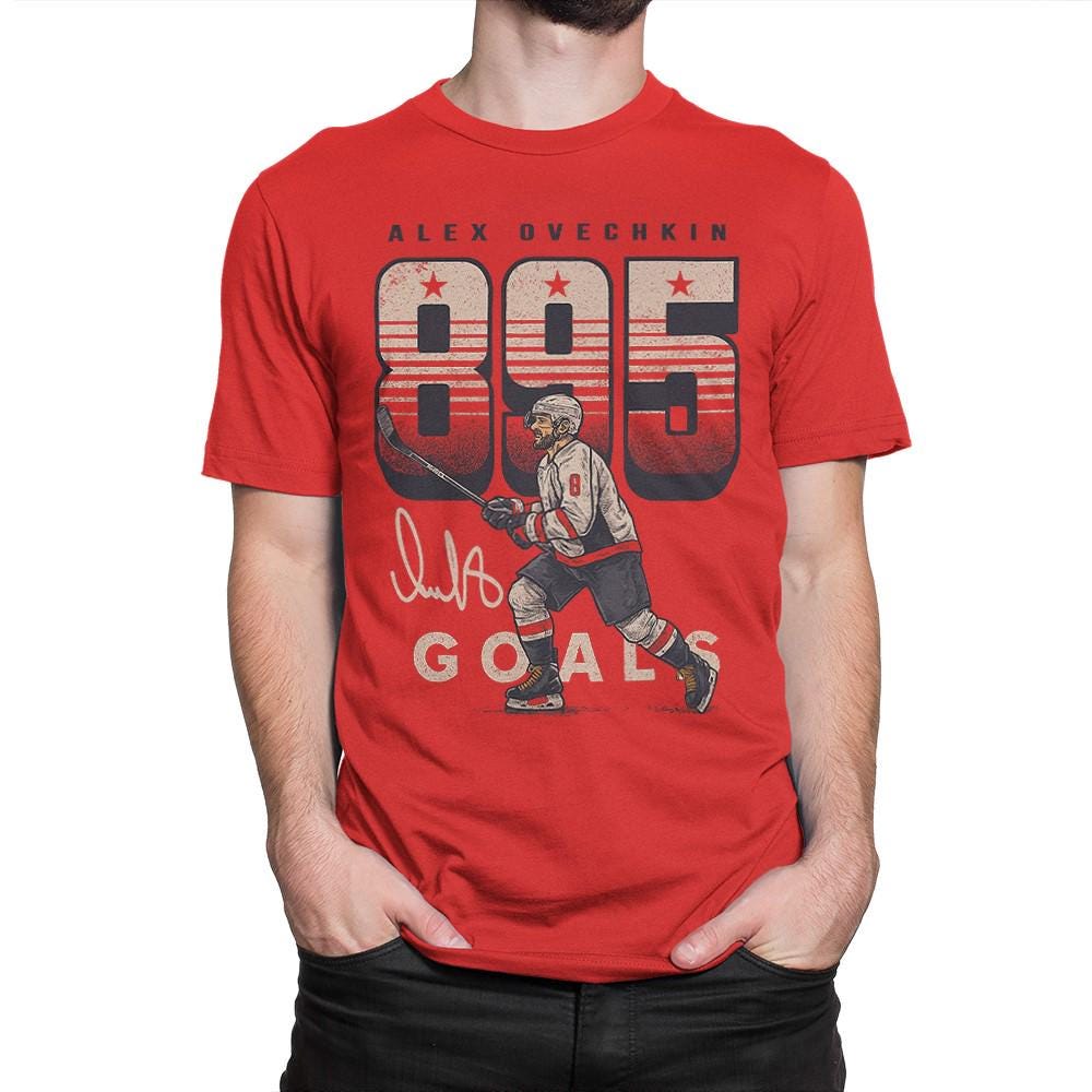 Alex Ovechkin 895 Goals T-Shirt, Hockey Legend Tee, Men's Women's All Sizes (VCH-18656)