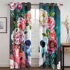 Death Skull and Flowers Latest Series Digital Printed Curtain Living Room Bedroom 90g Polyester Curtain Fabric Two Panels