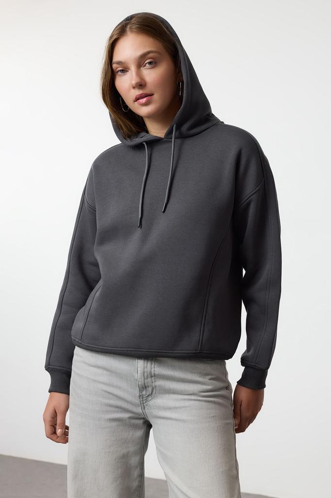 Women's Fashionable Stylish Sweatshirt Stone Oversize Thick Fleece Hooded Knitted Sweatshirt
