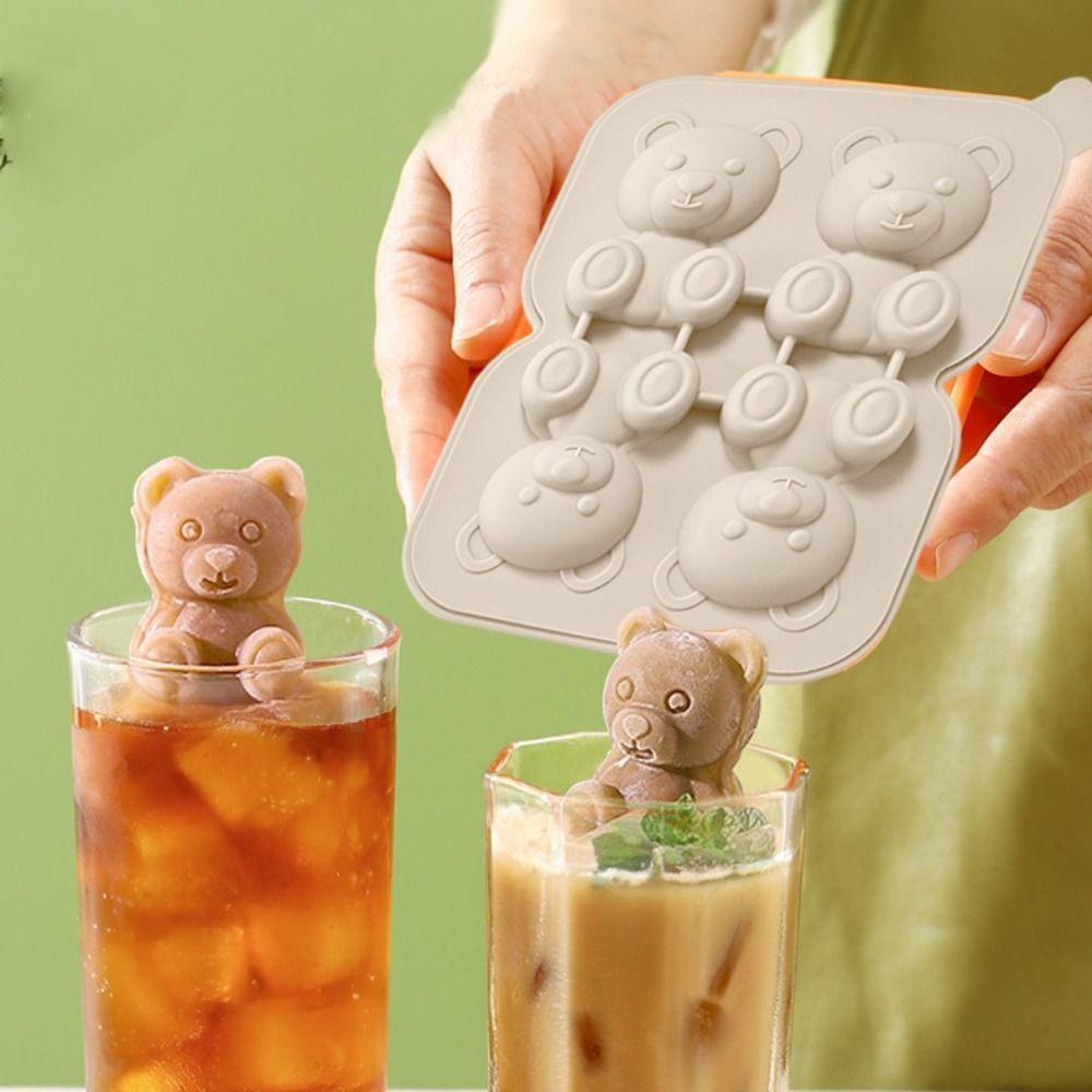 Силиконовая форма для кубиков льда, пищевая коробка для кубиков льда, самодельная форма для кубиков льда в виде медведя, домашняя форма