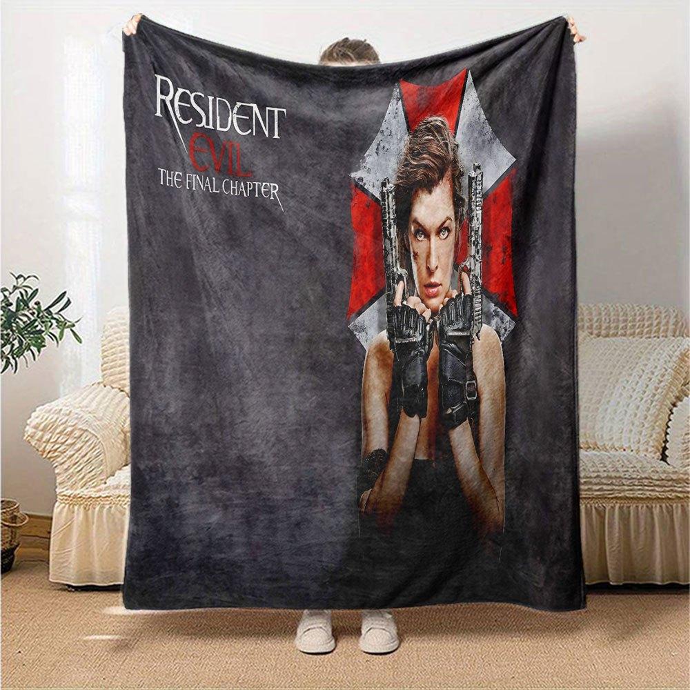 1 шт. Плед Resident Evil 1 Мягкий теплый плед для дома, офиса, путешествий Всесезонное уютное постельное белье Подарок, Уютный офисный аксессуар