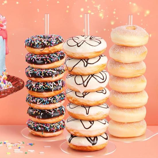 5 шт. подставка для пончиков, прозрачная стабильная основа, пищевой держатель для бубликов, день рождения, свадьба, ребенок