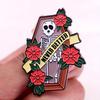 "never Better" Skeleton Coffin Brooch Terrifying Skeleton Frame Coffin Flower Badge Accessories