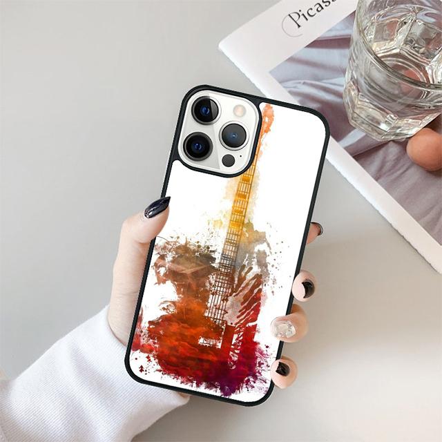 Музыкальная гитара Черный Мягкий Чехол для Телефона Для iPhone 17 Air 15 16 14 13 12 Pro Max 11 Pro Max Plus Coque Shell