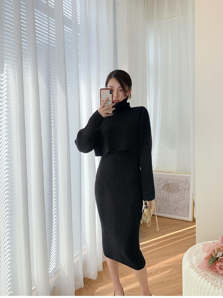 Ayollar Qishki 2 ta Paket Uzun Bodycon Sviter Ko'ylak