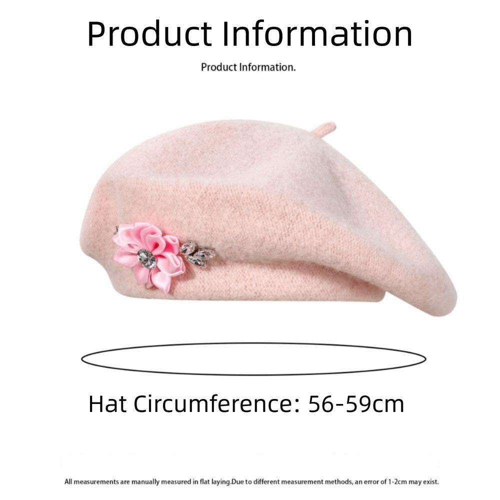 Soft Wool French Style Cap Crystal Embellishment Painter Beret Hat Multi-Color Beret For Women