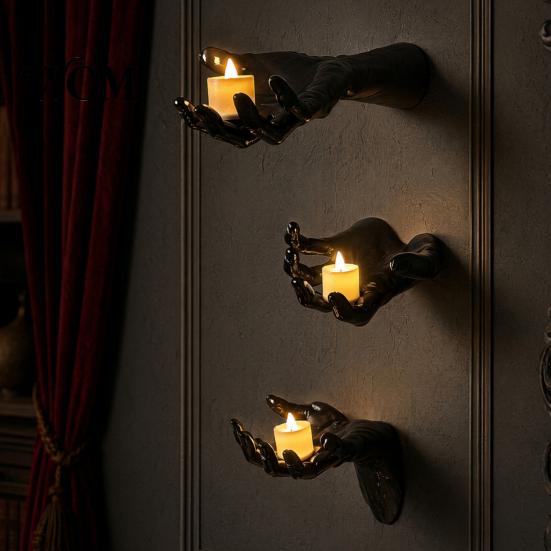 Halloween Photo Props Decoration, Wall Mounted Creepy Hands, Spooky Claw Ornament, Gothic Corridor Decoration Prop for Haunted House Party,