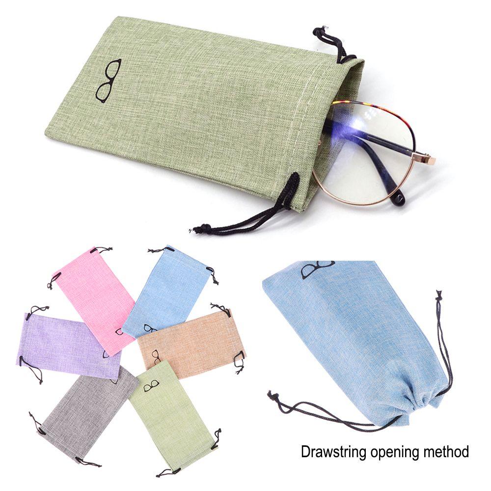 Linen Fabric Eyewear Optical Glasses Case Eyeglasses Pouch Lanyard Cloth Bags Sunglasses Bag
