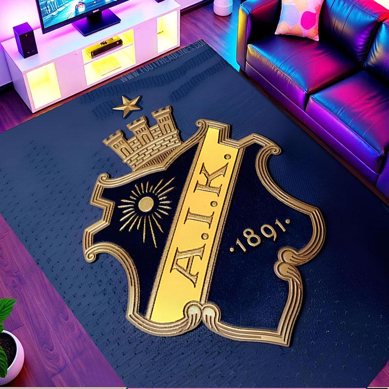 AIK Fotboll Print Rug, Washable Floor Carpet, For Entryway Dorm Laundry Room Office Study, Home Decor Birthday Christmas Gift