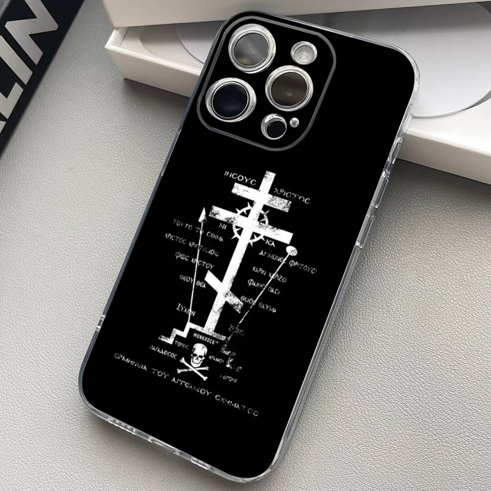 Orthdox Cross Icon Transparent Back Phone Case For iPhone 17 16 15 13 12 11 14 Pro Max Mini Plus Silicone Bumper