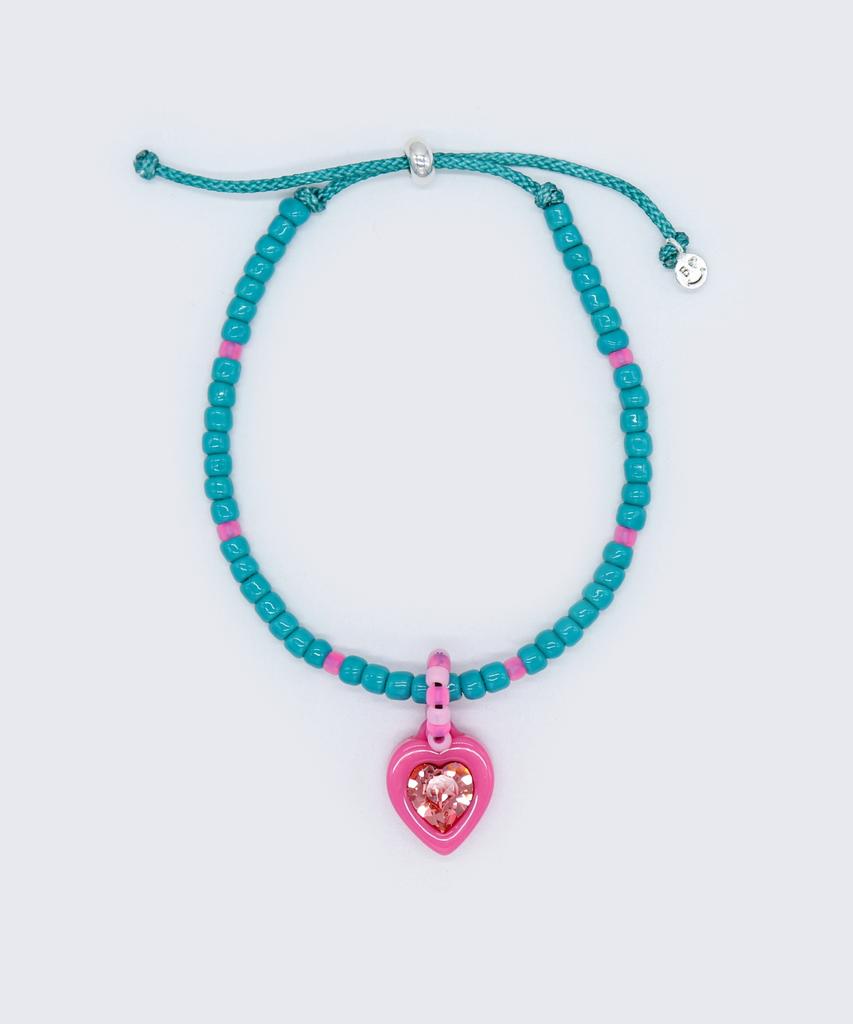 Браслет Bonbeau из бусин Swarovski цвета камня-сердца Узелковый браслет Bonbeau из бусин Swarovski цвета камня-сердца