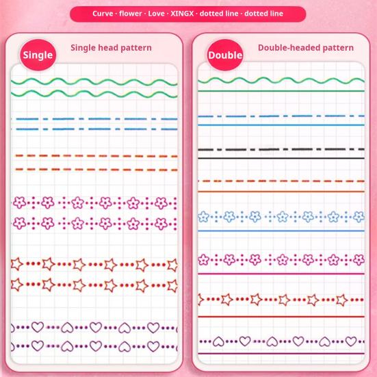 6Pcs Border Marker Pen Set Graphic Highlighters Curve Border Pens Journal Planner