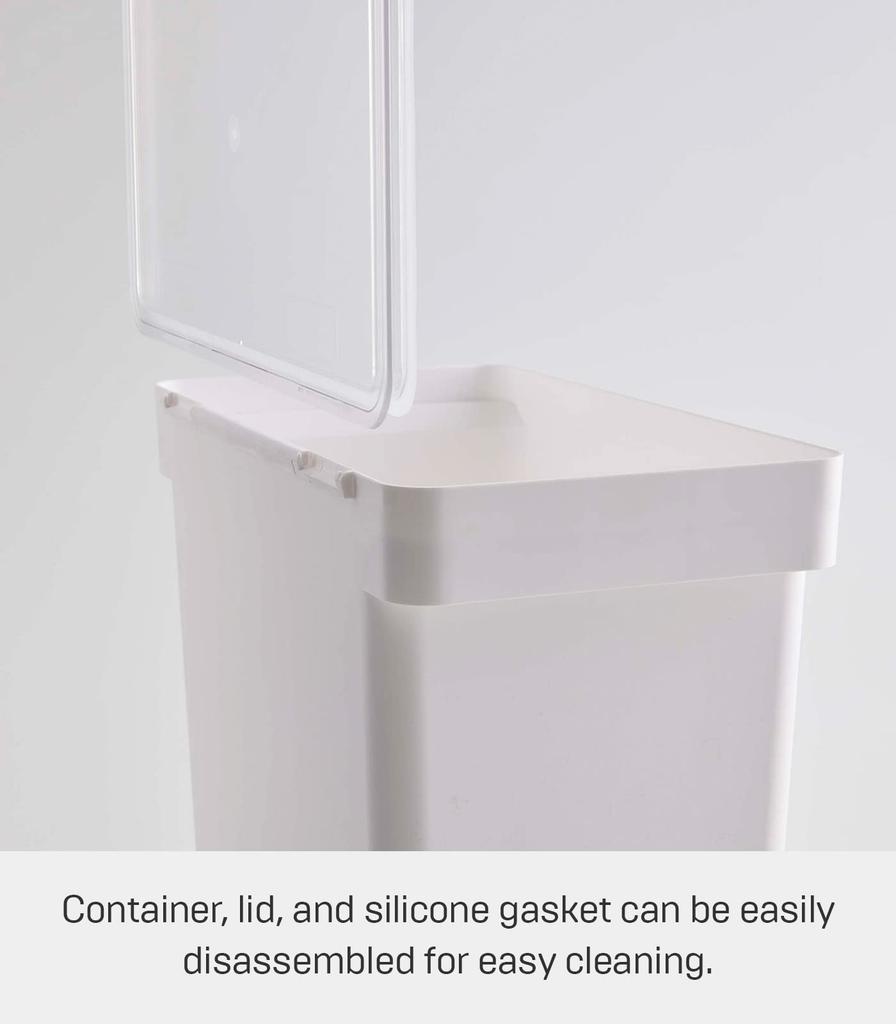 Yamazaki Jitsugyo Airtight Pet Food Stocker 12 кг с мерным стаканом, белый, Ш41 x Г24 x крышка 10 см, контейнер для хранения еды Tower Food Stocker 5617, прибл.