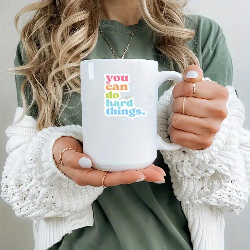 You Can Do Hard Things, МОТИВАЦИОННАЯ наклейка, Виниловые наклейки для ноутбука, Наклейки с вдохновляющими цитатами, Девушка-босс, Наклейка для автомобиля, Бутылка для воды