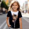 Cute Cat 3d Printed Fun Children's Clothing Baby Girl T-Shirt Summer Casual Short Sleeve Cool Girls' T-Shirt