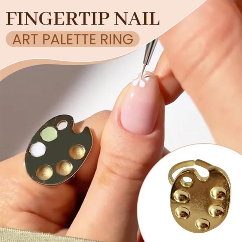 Палитра для смешивания лаков для ногтей, Палитра для нейл-арта, Маленькая палитра цветов для нейл-арта, Кольцо на палец, Легко чистить, Инструмент для маникюра