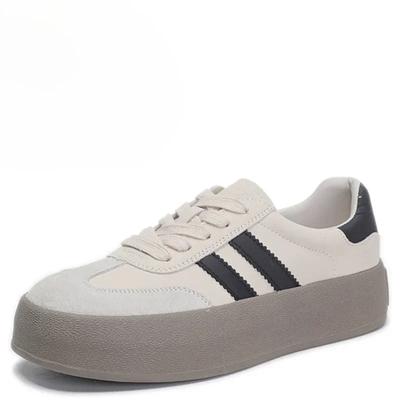 Кроссовки из натуральной кожи в стиле ретро с толстой подошвой для женщин, увеличивающие рост, повседневные спортивные кроссовки для сноубординга, весна и осень