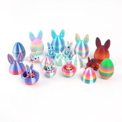 3D-печатный орнамент «Яйца кролика» Модель животного Пасхальный кролик Домашний настольный орнамент Счастливой Пасхи Подарок для детей