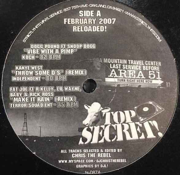 12-дюймовая пластинка РАЗЛИЧНЫЕ Top Secret Февраль 2007 Reloade TS087 Strictly Hits V 2007 US Rap HipHopRB Б/у