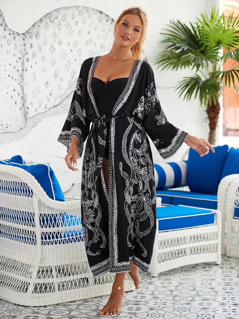 «Женская пляжная куртка из европейского и американского хлопка 2023 года: Сексуальный солнцезащитный кардиган бикини-накидка