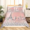 Watercolor Blue Sequin Duvet Cover Queen King Size Girls Teen Bedding Set Eiffel Tower Ombre Diamond Quilt Cover Home Decor