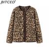 BITCED Женское осеннее модное пальто оверсайз из стриженой овчины с леопардовым принтом на пуговицах