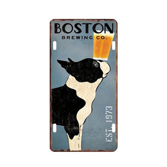 Decor Plaques Vintage Classic Animal Style Rustic Dog Print Metal Plate for Kitchen