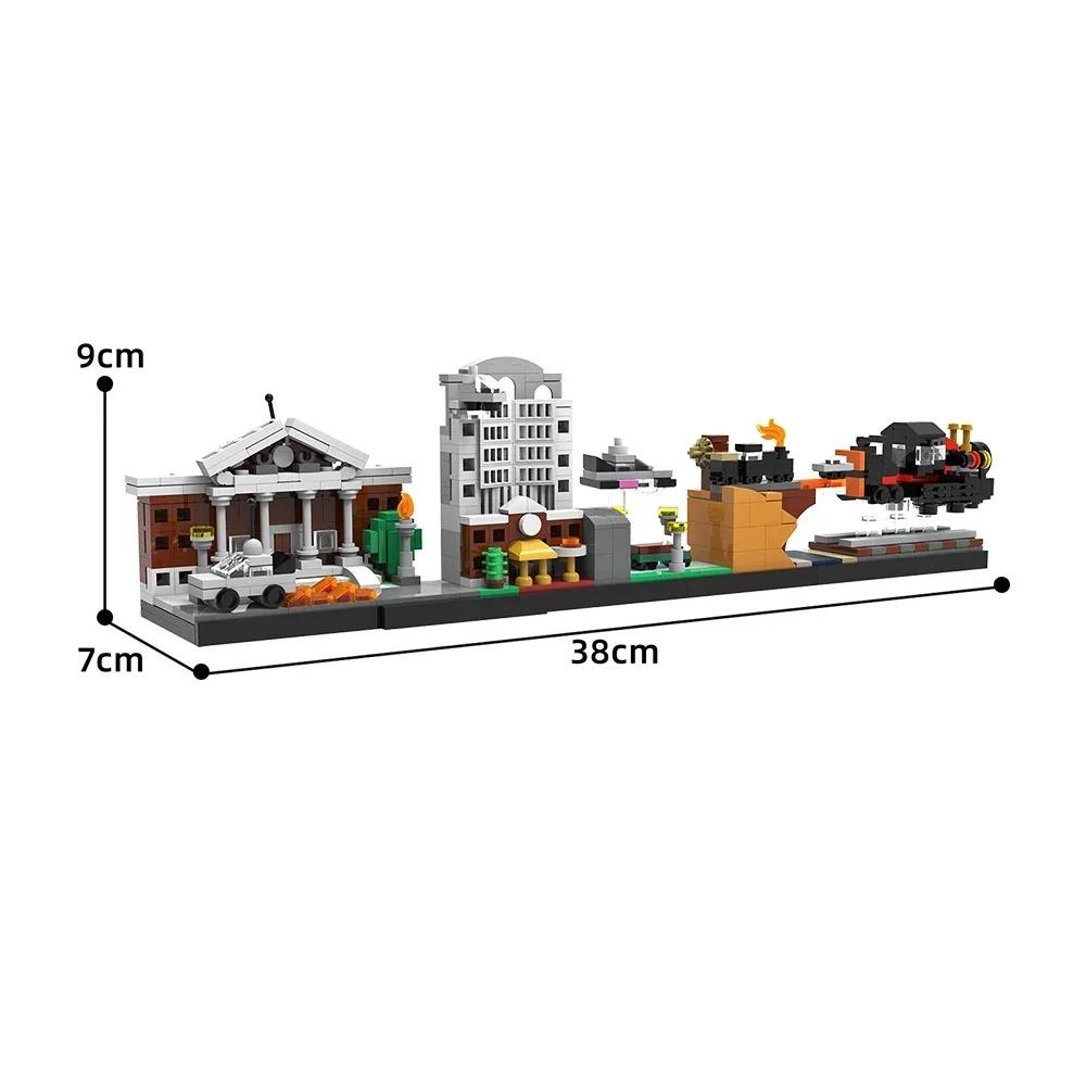 Силуэт города MOC Назад в будущее Сказочный волшебный замок Дом Кино Архитектура Строительные блоки Городские игрушки Туристический сувенир