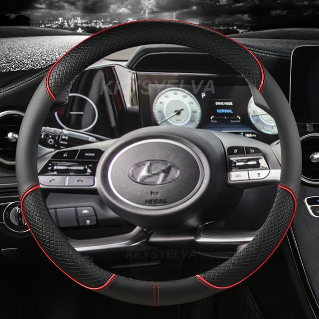 Чехол на руль автомобиля из искусственной кожи для Hyundai Tucson NX4 Elantra Sonata 10th, автоаксессуары