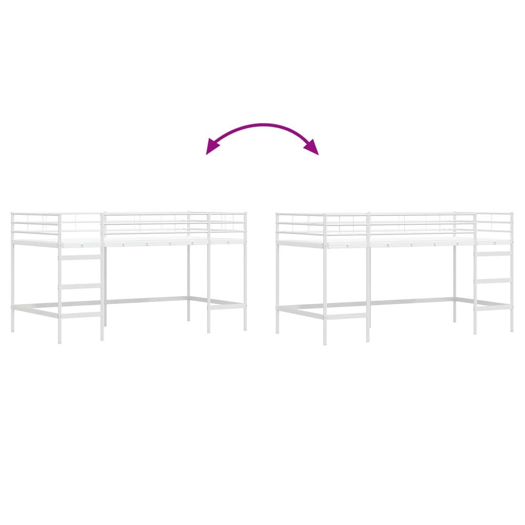 Kids Loft Bed White 79.5 x 200 cm Steel