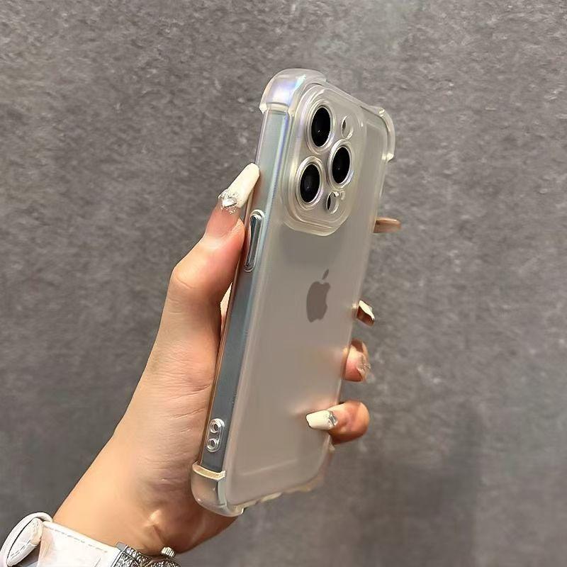 Для Apple 16Pro Лазерный Цветной Чехол для Телефона для IPhone 15 Подушка Безопасности на Четырех Углах Противоударный 14 Матовая Защитная Крышка