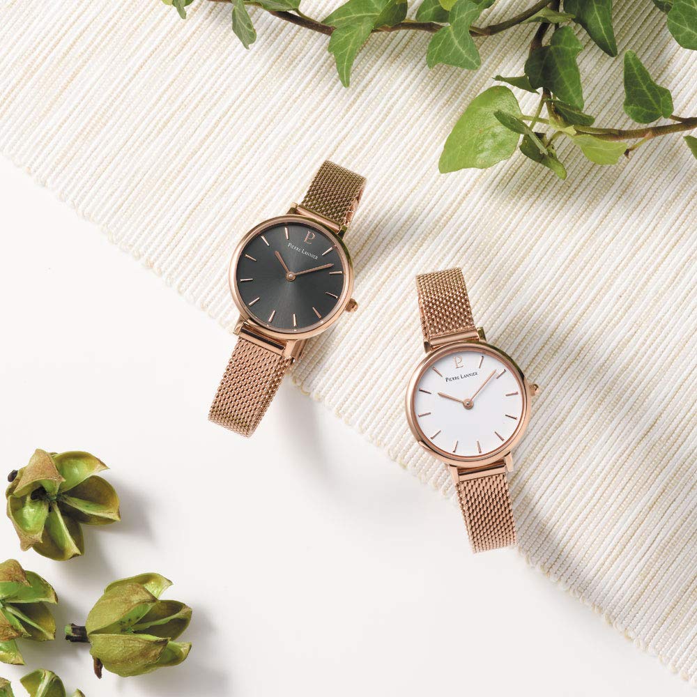 Маленький сетчатый ремень для часов Karine P014H938, импортное розовое золото x угольно-серый [Pierre Lanier], женские [Обычный продукт]