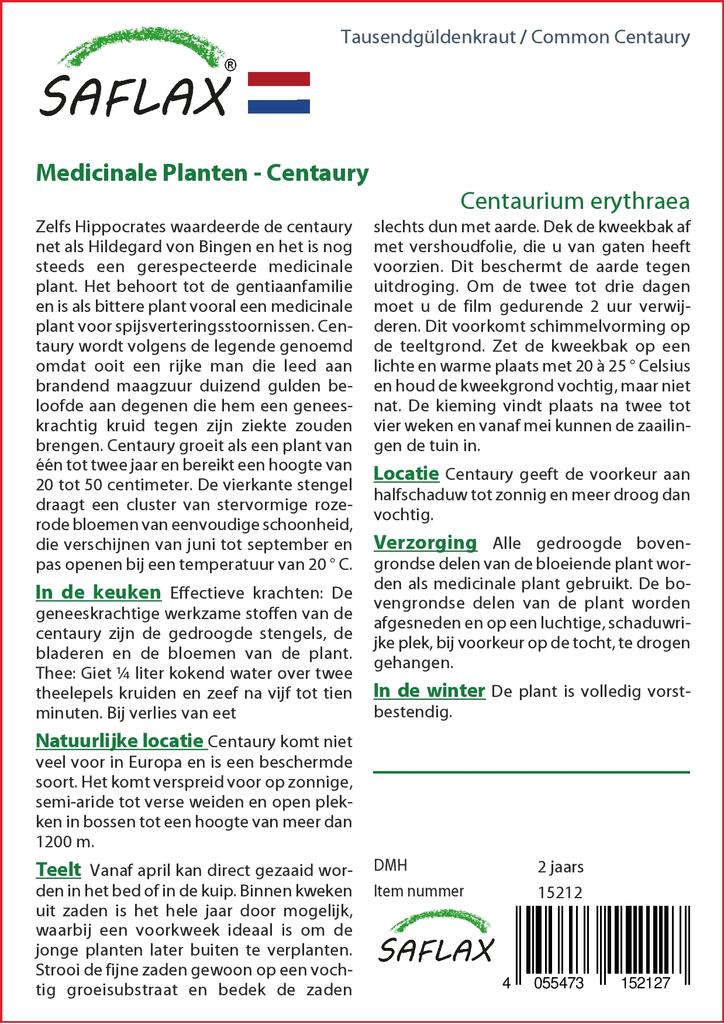 SAFLAX Garden in the Bag - Золототысячник обыкновенный - 250 семян - С субстратом в подходящем пакете - Centaurium erythraea