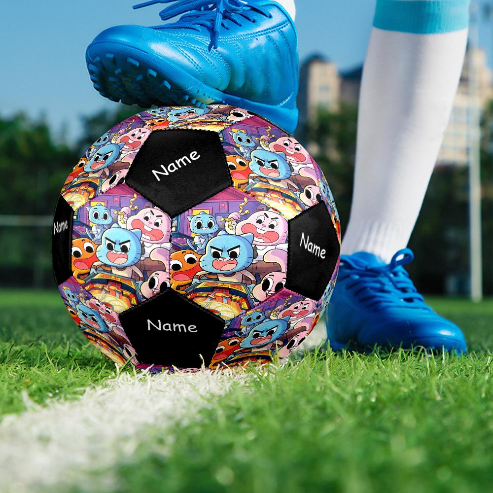Custom Name The Amazing World of Gumball Theme Size 5 Soccer Ball, Suitable for Both Indoor and Outdoor Matches, a Gift Suitable for Everyone.
